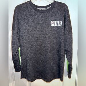 Victoria’s Secret PINK EUC neon green & black long sleeve graphic top